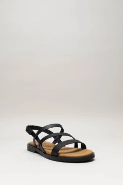 Hee - Zwart Sandaal plat