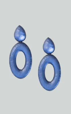 Laurence Delvallez - Blauw Oorbellen