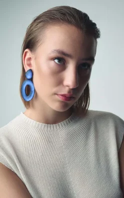 Laurence Delvallez - Blauw Oorbellen