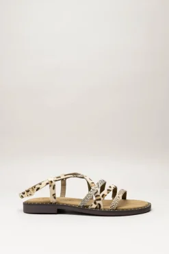 Lazamani - Beige Sandaal plat