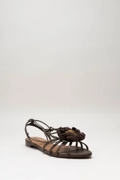 Lola Cruz - Donkerbruin Sandaal plat