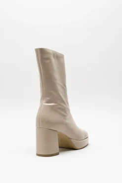 Miz Mooz - Beige Enkellaars hak