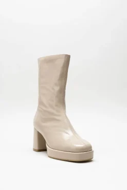 Miz Mooz - Beige Enkellaars hak
