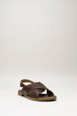 Miz Mooz - Donkerbruin Sandaal plat
