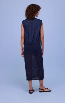Nathalie Vleeschouwer - Blauw Vest mouwloos