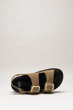 Scholl - Bruin Sandaal plat