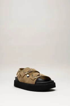 Scholl - Bruin Sandaal plat