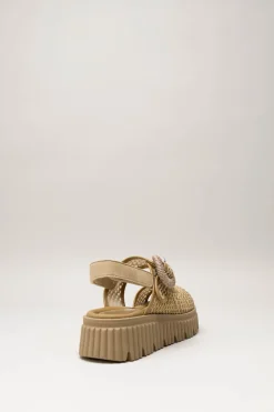 Softwaves - Beige Sandaal plat