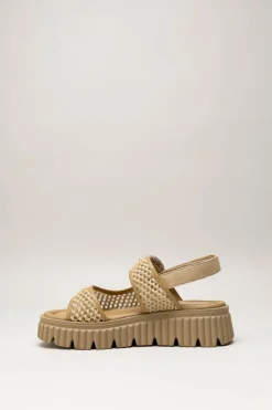 Softwaves - Beige Sandaal plat